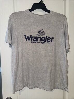 Wrangler Vintage Light Gray T-Shirt with Navy Logo